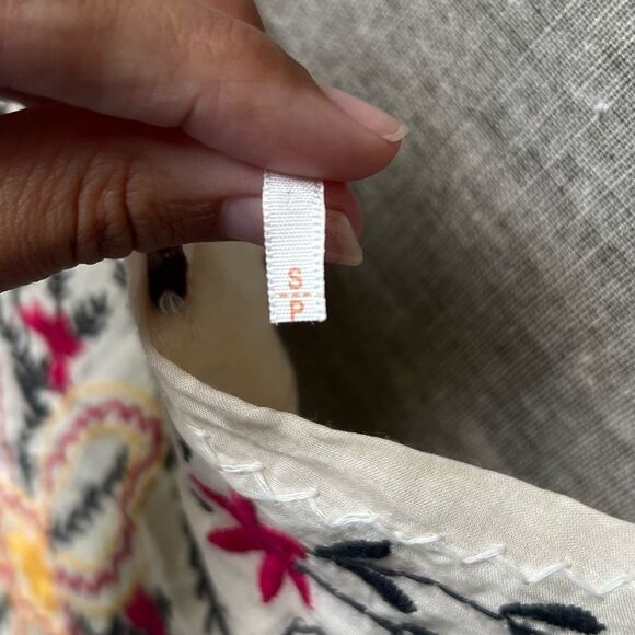 Free People Frida Embroidered Dress in Ivory Boho Drape Sleeve Mini Womens S - Picture 5 of 6